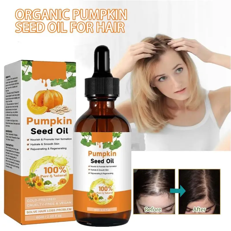 1 pçs 60ml crescimento do cabelo óleo de semente de abóbora pele do corpo nutritivo couro cabeludo massagem saúde seco danificado reparação rachada nutritivo d2ta