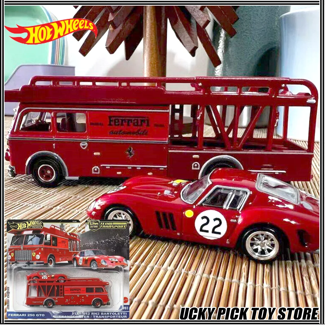 Hot Wheels Premium Diecast Toy Car Transporter 1/64 Scale Featuring Ferrari Fiat Lykan Toyota AE86 Collectible Model Vehicle