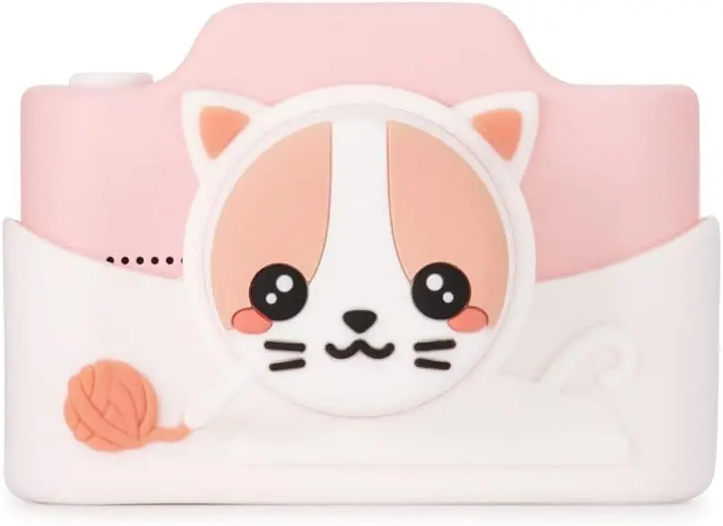 

Kids Digital Camera with Touchscreen, Soft Silicone Case, Detachable Lens Cap, 32GB Card - Fun Cat Design