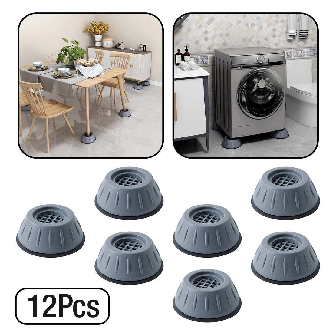 

Universal Size 12Pcs Anti Vibration Washing Machine Support Anti-Slip Feet Base Pads Mat Shock Noise Cancelling Protect floor