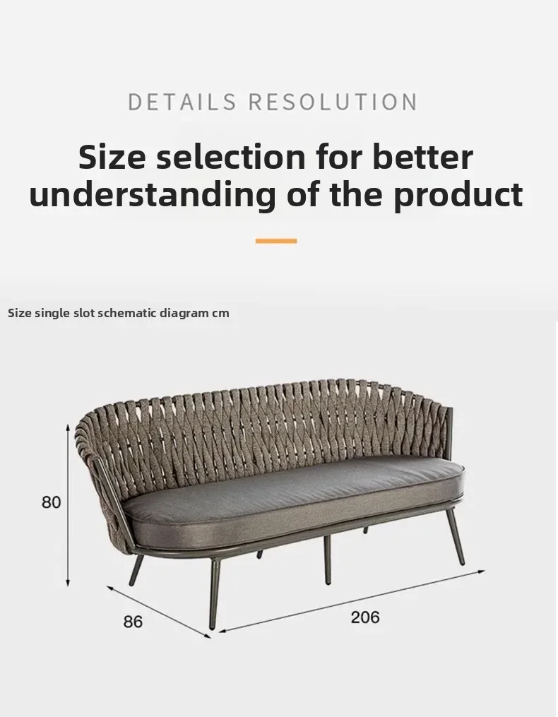 Villa all'aperto cortile divano in rattan terrazza dell'hotel sedia in rattan in famiglia combinazione tavolino balcone esterno divano per il tempo libero