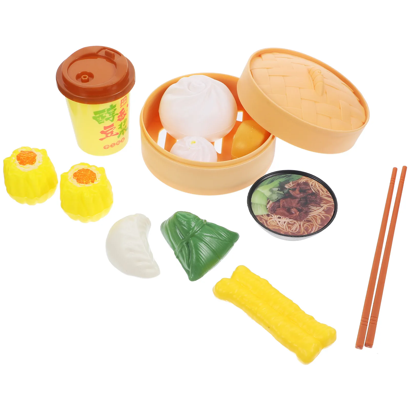 2Set Kitchen Plaything Pretend Cooking Steamer 26 Pieces Fake Steamed Buns Kid Play Food Set Educational Interactive Gift