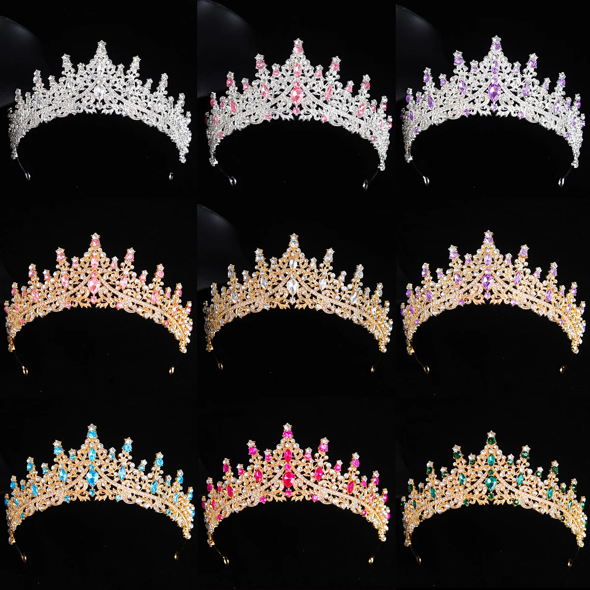 Fashion Gold Silver Color Crystal Rhinestone Tiaras And Crowns For Bride Women Princess Diadems Wedding Hair Accessories