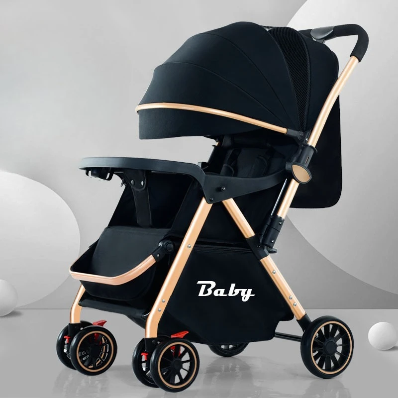 

Compact Foldable Baby Stroller 4-Wheel Shock Absorb Bidirectional Push Sit/Lie Recline Umbrella Style All-Season Wheels