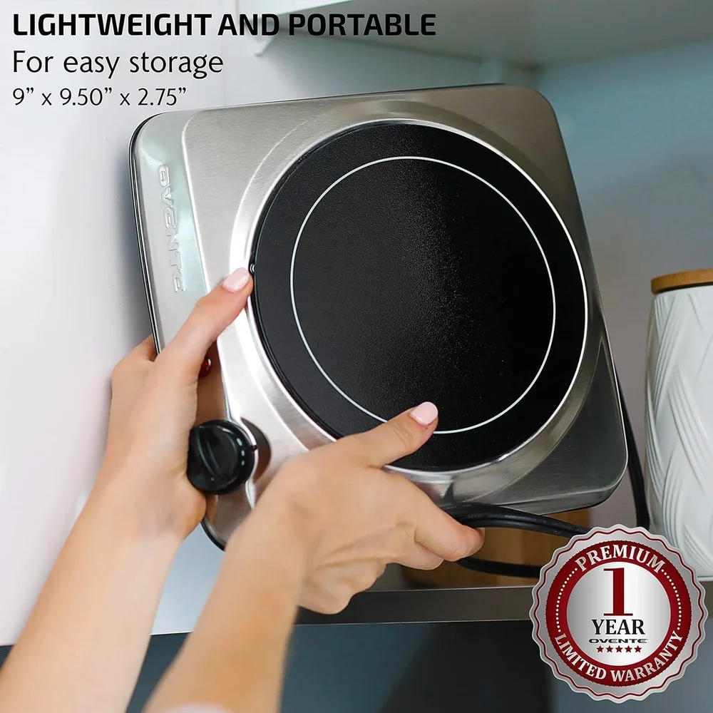 Bruciatore da appoggio elettrico a infrarossi da 1000 W, temperatura regolabile, piano cottura portatile facile da pulire, campeggio domestico, camper