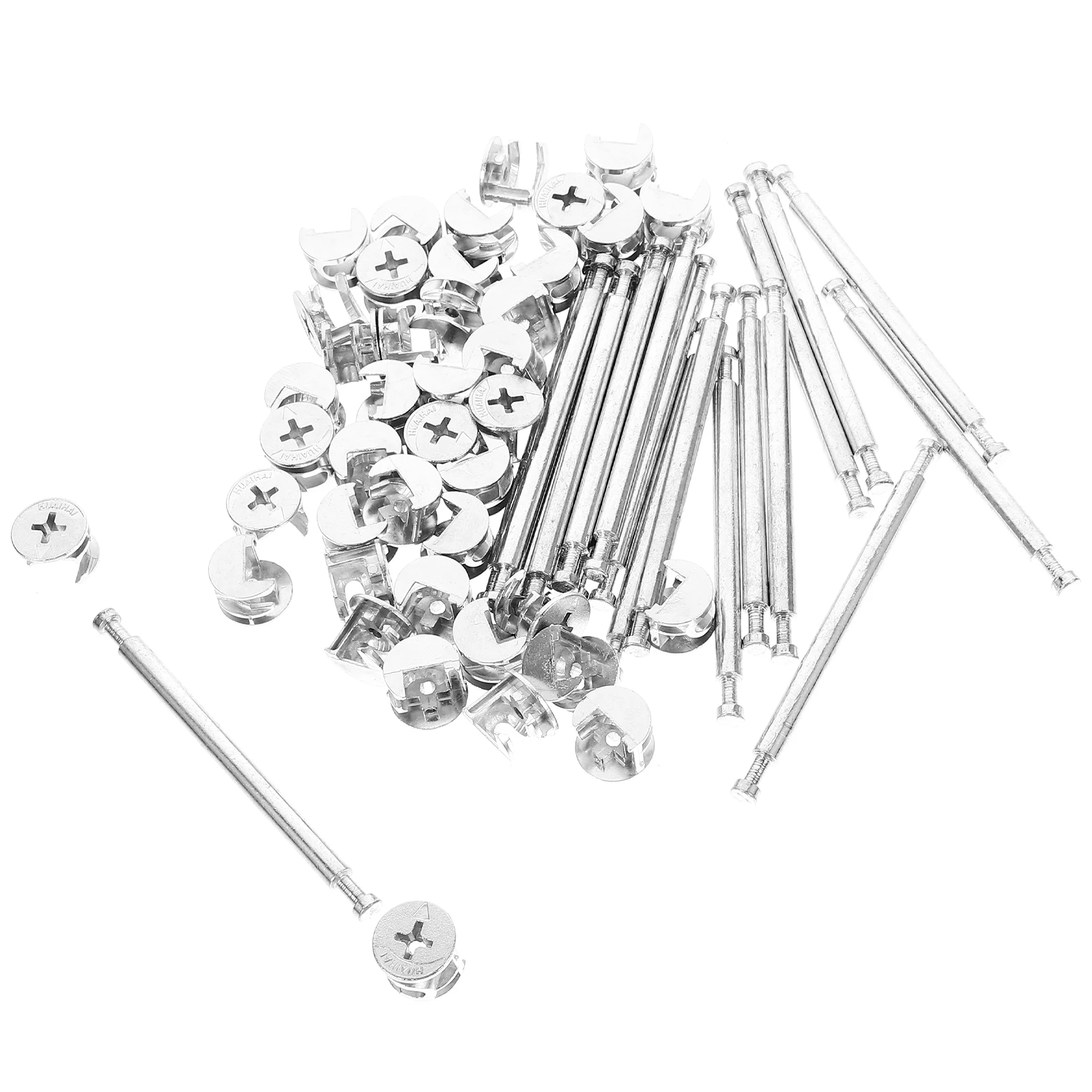 

20 Sets Double ended Rod Connectors 48mm Screws Furniture Cam Fittings Kit Cabinet Dowel Connectors Metal Hardware Parts Storage