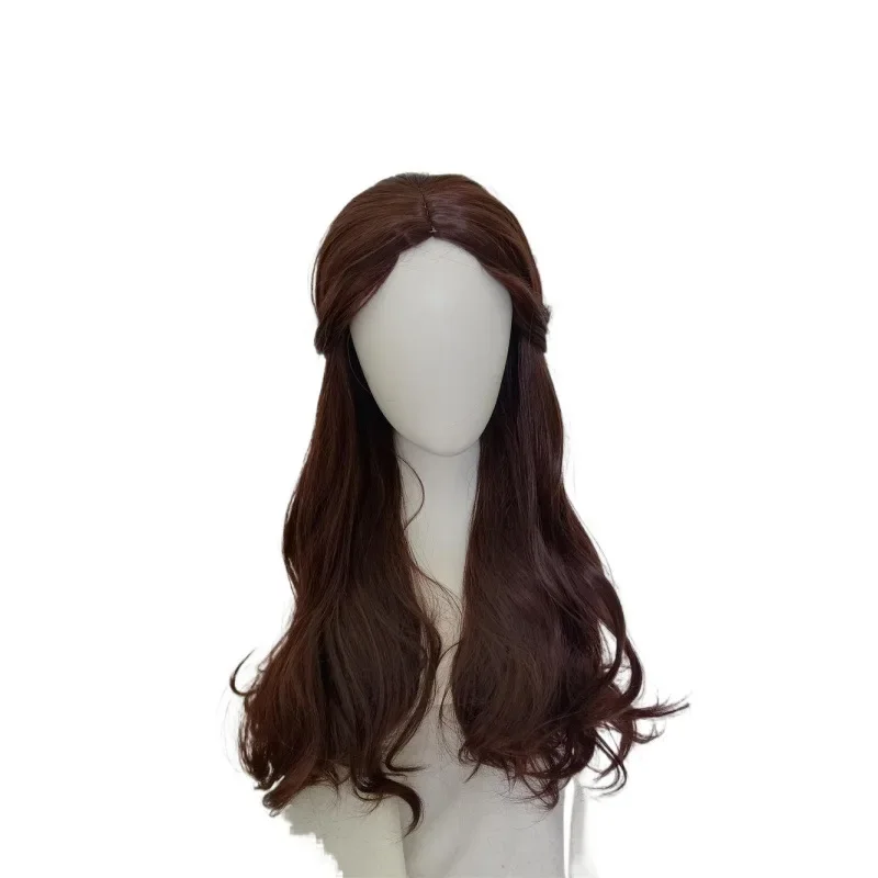 Schoonheid en het Beest Prinses Belle Pruik Cosplay Kostuum Vrouwen Lang Golvend Synthetisch Bruin Krullend Haar Halloween Party Rollenspel Pruik