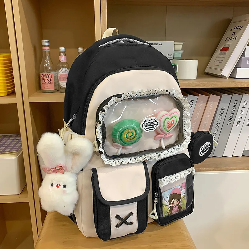 New Cute Coin Purse Ita Backpacks Sweet Girls Transparent Rucksack Large Capacity Student Schoolbag College Outdoor Knapsack