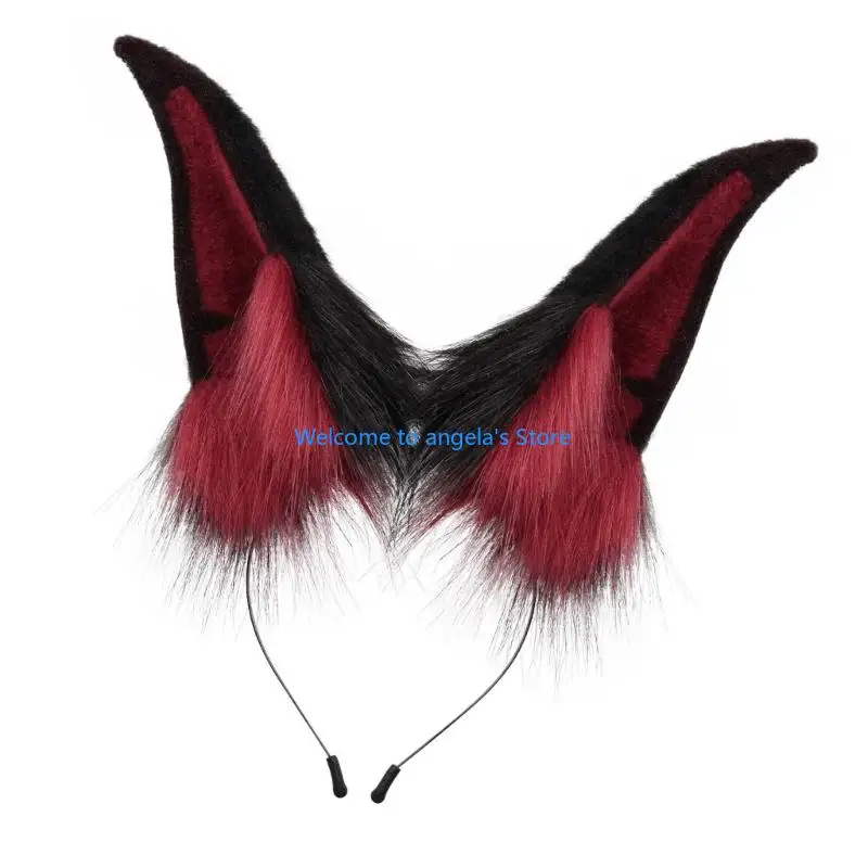 X4YC-Diadema con orejas piel sintética para gatos y zorros, vestido elegante Halloween, disfraz Cosplay hecho a mano, y