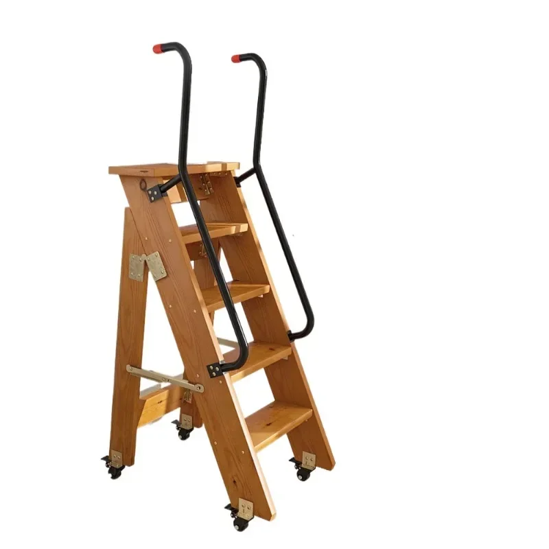 Solid wood climbing folding three-level, four five level wheel handrail