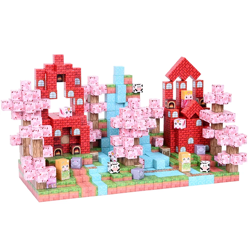 2026 Neue Magnetische Bausteine, 100-160 Teile. Sicherer Halt, verblasst nicht leicht. DIY-Konstruktionsspielzeug, ab 3 Jahren, individuelles rosa Set.