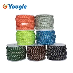 YOUGLE 50 Meters 2mm 3 Strands Cores 100LB Reflective Paracord Parachute Cord Tent Guy Fishing Line Clothesline