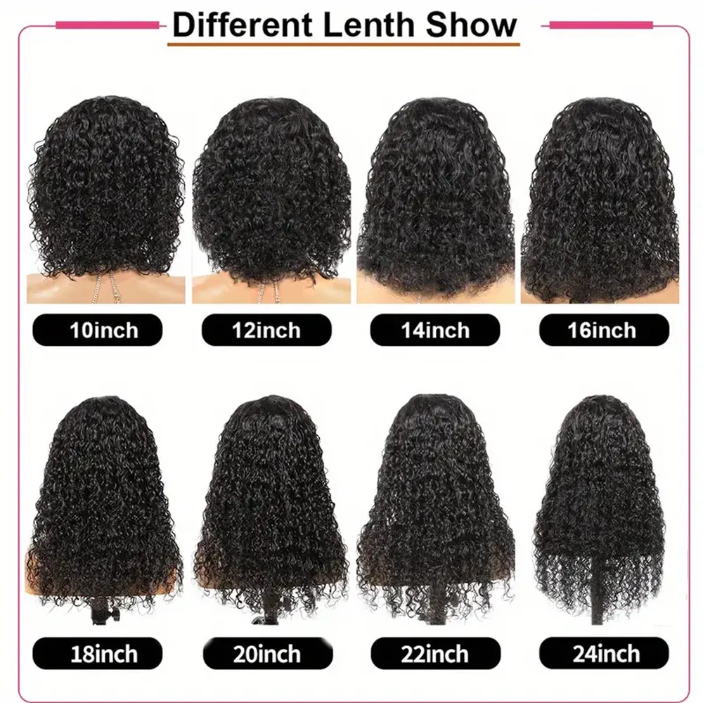 180 Density Short Kinky Curly Wigs With Bangs For Black Women Full Machine Made Glueless Jerry Curly Brazilian Virgin Human Hair