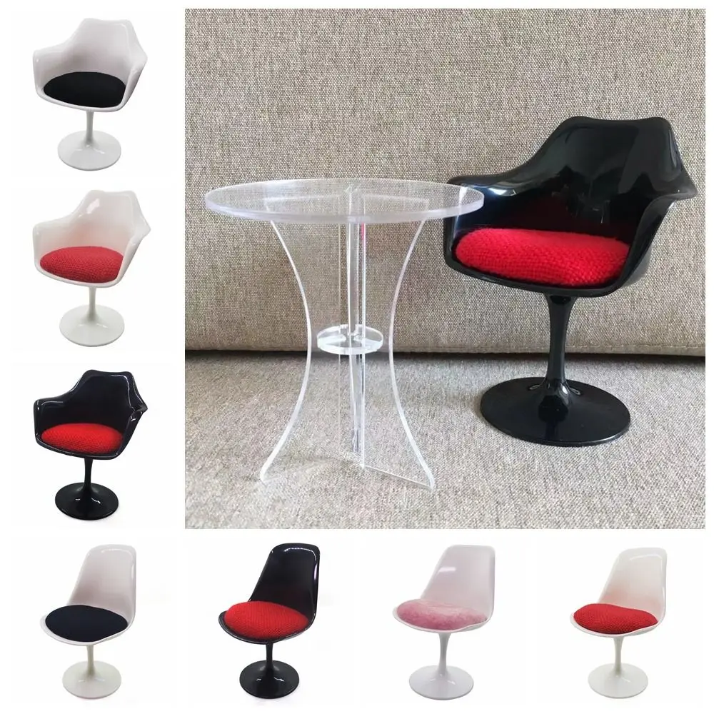 1/6 Scale Doll Round Legged Chair Platic Scene Model Miniature Rotating Leisure Chair Photo Props Playing House