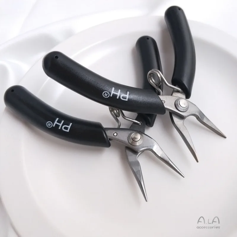 Small Jewelry Pliers Stainless Steel Fine Toothless Pointed Nose Pliers Round Mouth Oblique Cut DIY Hand-wound Jewelry Tools