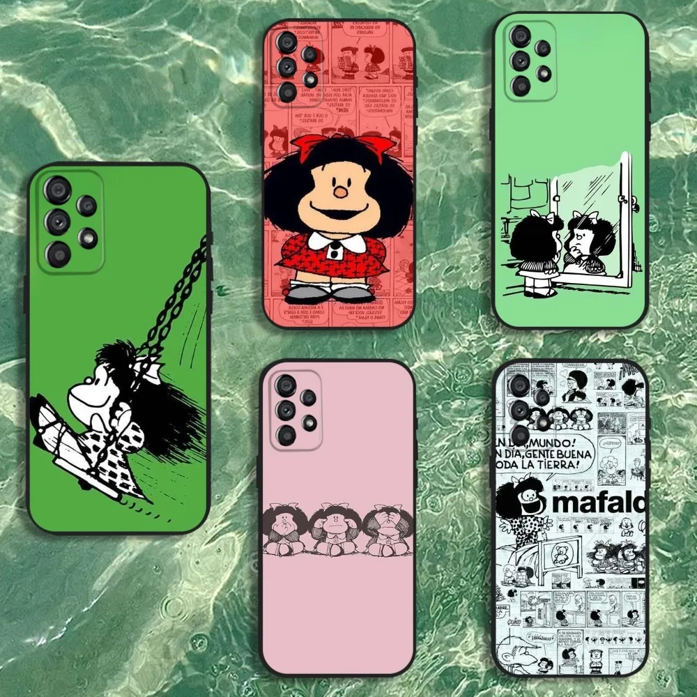 

Cartoon Cute M-Mafalda Phone Case For Samsung Galaxy A20,A21s,A22,A31,A32,A52,A53,A72,73,A80 Soft Black Cover