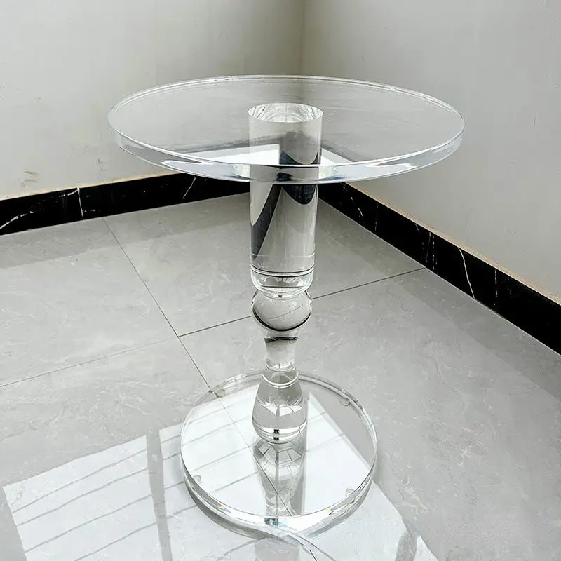 

Luxury Clear Acrylic Mini Round Coffee Table Wedding Favors Holder Birthday Dessert Cake Stand Hotel Bar Living Room Furniture