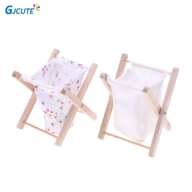 1Pc Dollhouse Miniature Bathroom Fabric Folding Dirty Clothes Basket Bedroom Shoes Storage Basket Model Decor Kids Toys