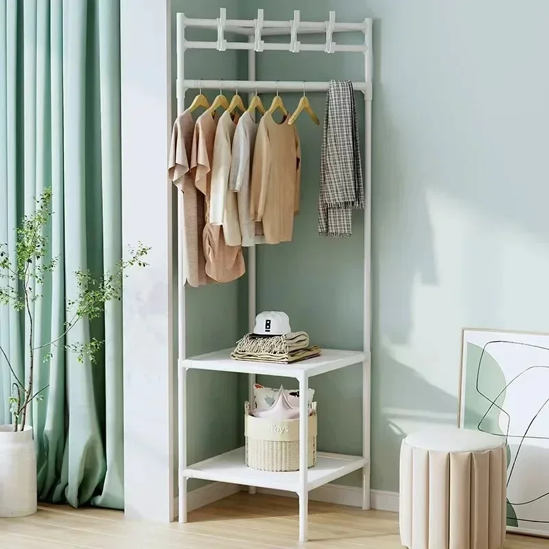 Floor Corner Rack Clothes Rack Jackets Coat  Children Room Shelves Shoes Storage Shelves with Hanger Home Furniture Supplies