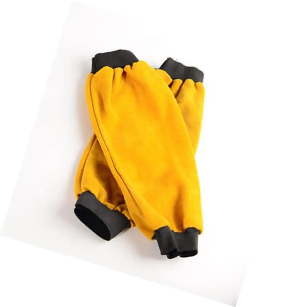 2 Pieces PU Leather Welding Sleeves Heat Resistant Flame Retardant Arm Protection Portable Welding Arm Guard for Industrial Work