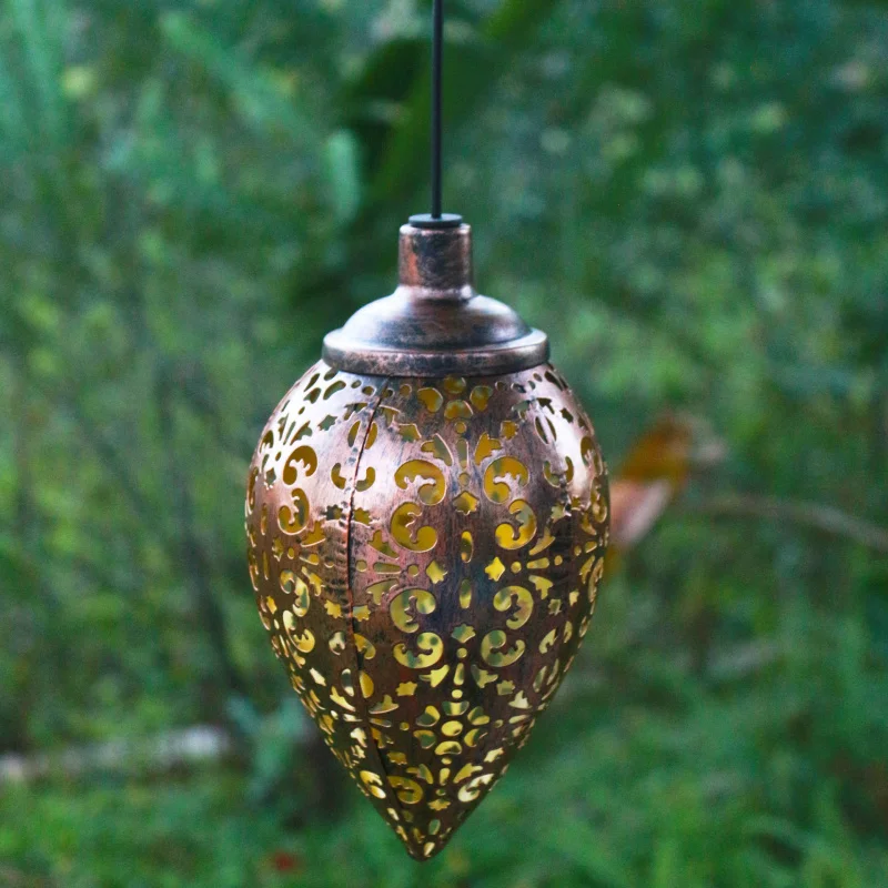 

Iron Drop-Shaped Ceiling Lamp Hollow Garden Landscape Waterproof Decorative