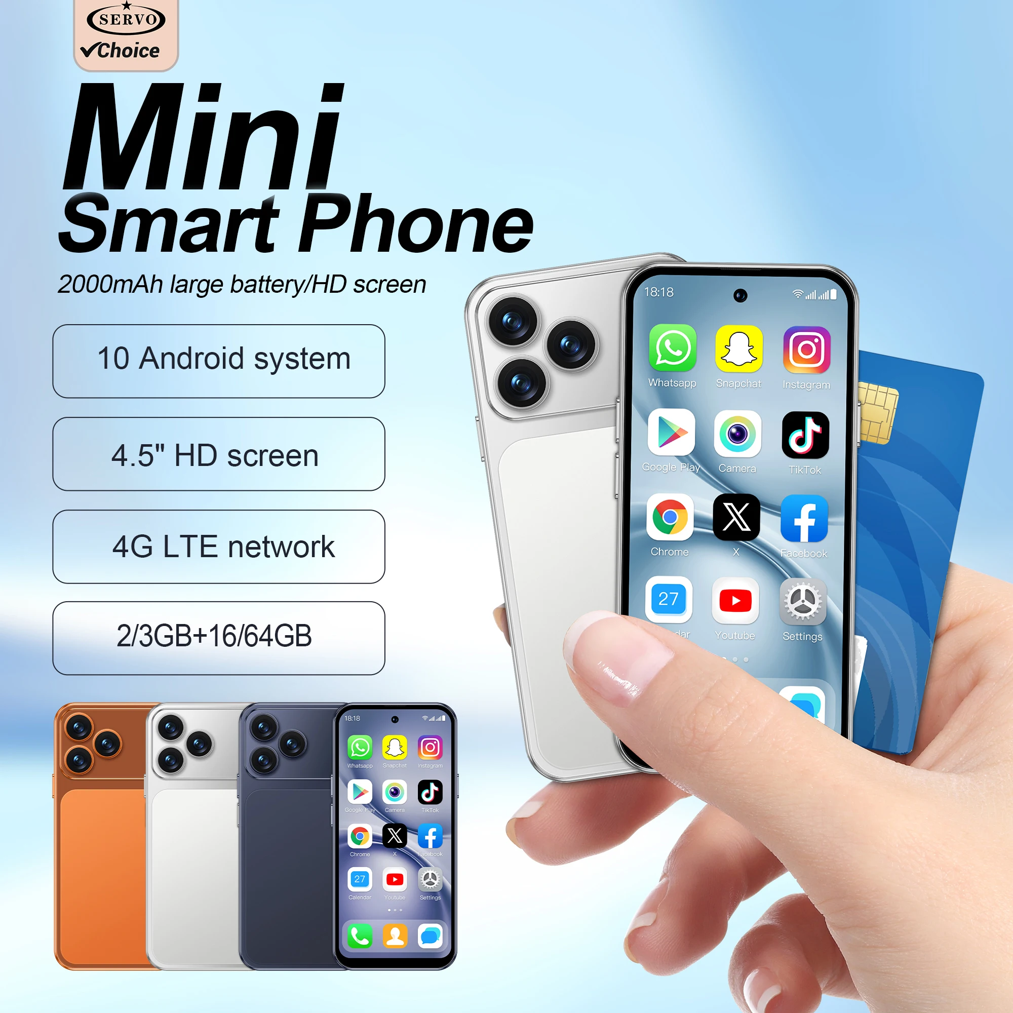 SERVO S45 PRO Android Mini Smartphone 4G LTE 4.5