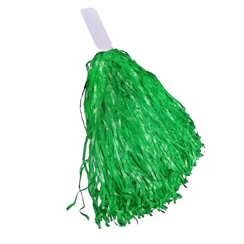 ABKV-48Pcs Cheerleading Pom Poms Metallic Foil Cheer Pom Poms With Plastic Handle For Adults Kids Cheerleaders Party Green