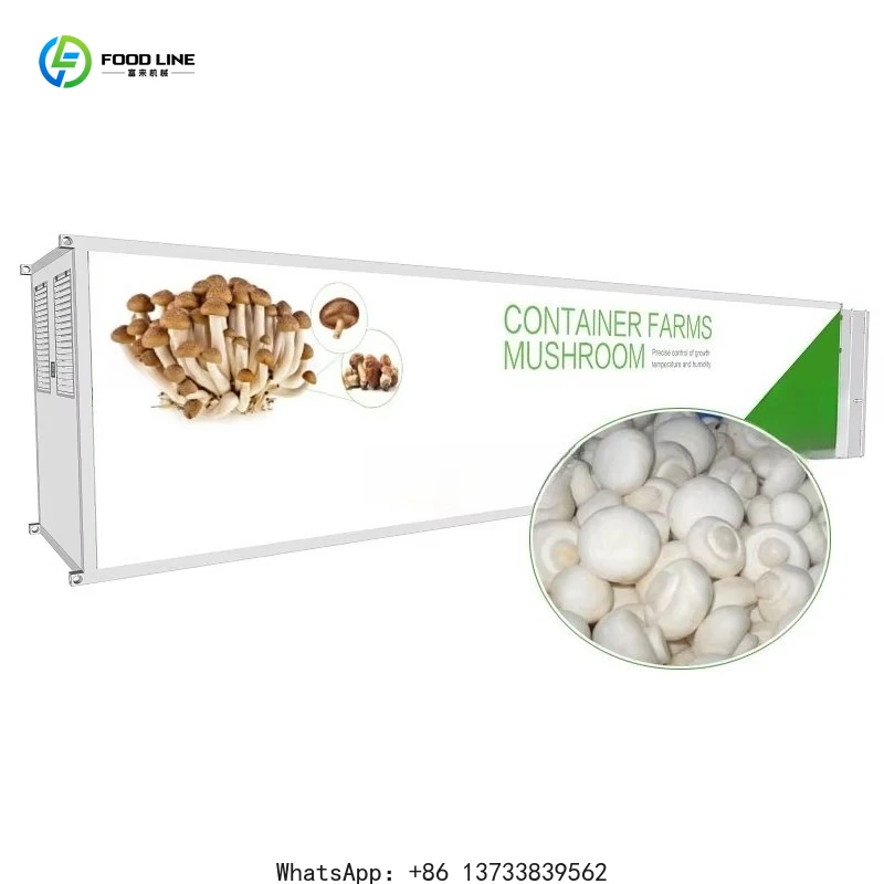 Customized Button Mushroom Planting Vertical Farming Container Indoor Greenhouse Transport Farm
