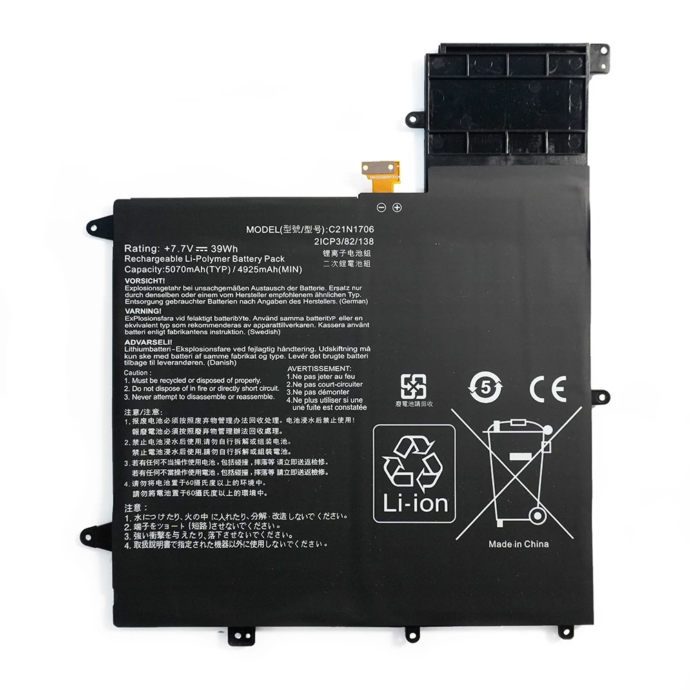 C21N1706 7.7V 39Wh 5070mAh OEM Laptop Battery for Asus ZenBook Flip S UX370U UX370UA UX370UAF UX370UAR UX370F UX370UA-C4058T