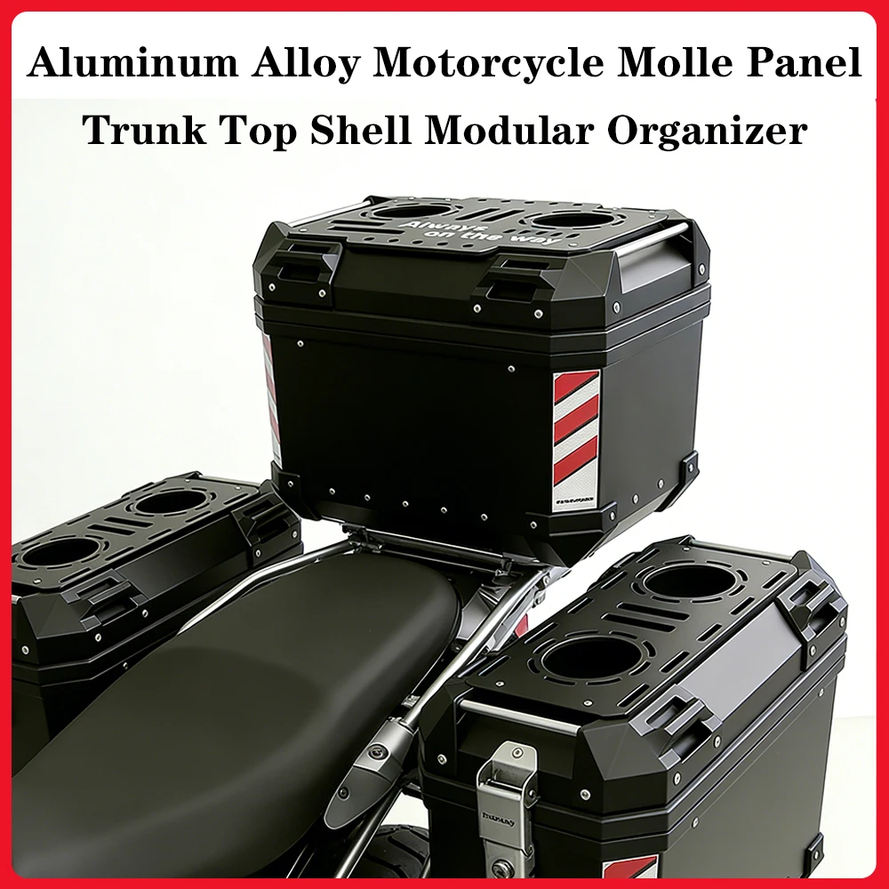 

Motorcycle Top Case Molle Panel Quick-Mounting aluminum alloy Tactical Storage Box Universal Trunk Side Box Modular Organizer
