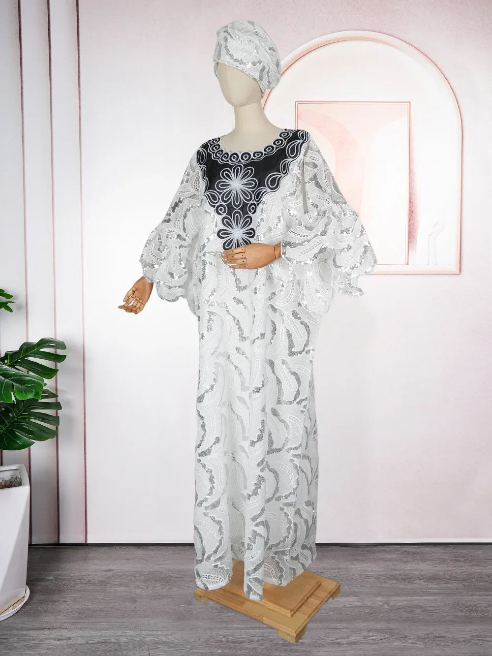 فساتين أفريقية أنيقة من الدانتيل الأبيض للنساء مع فستان داخلي سهل الارتداء Dashiki أنقرة ملابس أفريقيا قفطان المغرب قفطان رداء #6