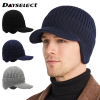 Winter Fishing Wool Hat Brim Padded Thickened Ear Protection Knitted Cap Outdoor Sports Riding Cold Protection Warm Cap Unisex