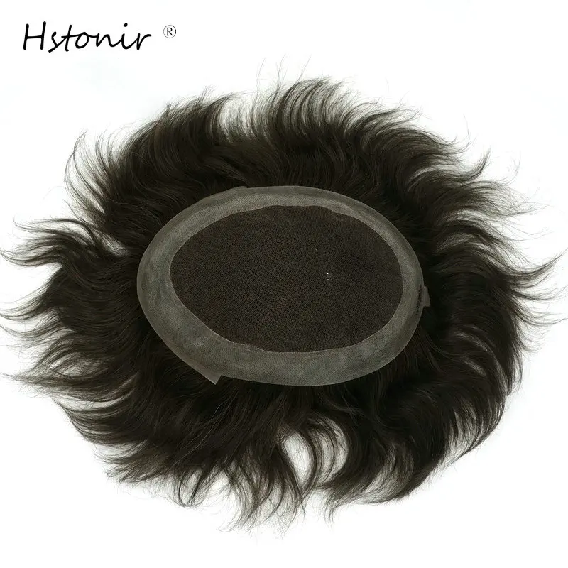 Hstonir Prosthetic Indian Remy Hair Replacement System Australia Male Man Wig Lace Hairdresser Human Hair Toupee Hairpiece H036