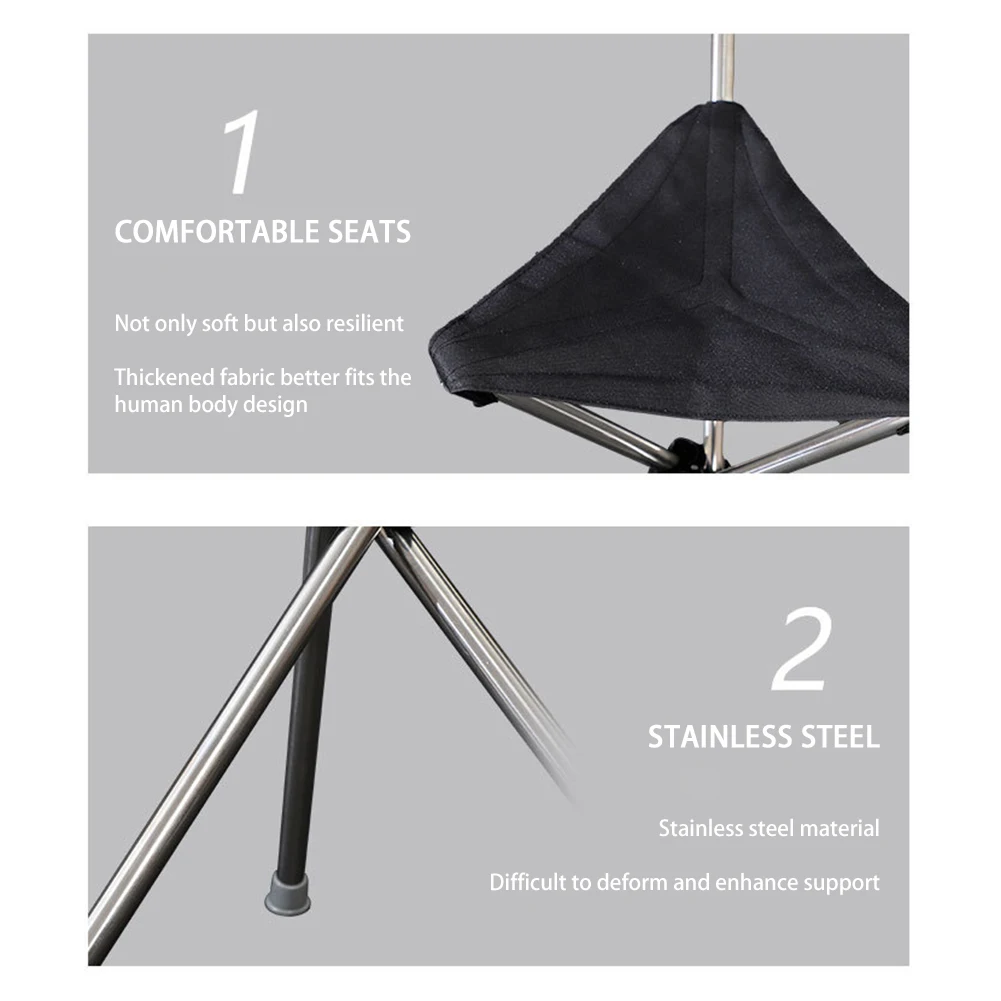 Outdoor Collapsible Stool Chair Adjustable Telescopic Cane with Seat Lightweight Mountaineer Hike Camping Elderly Walking Stool image 5