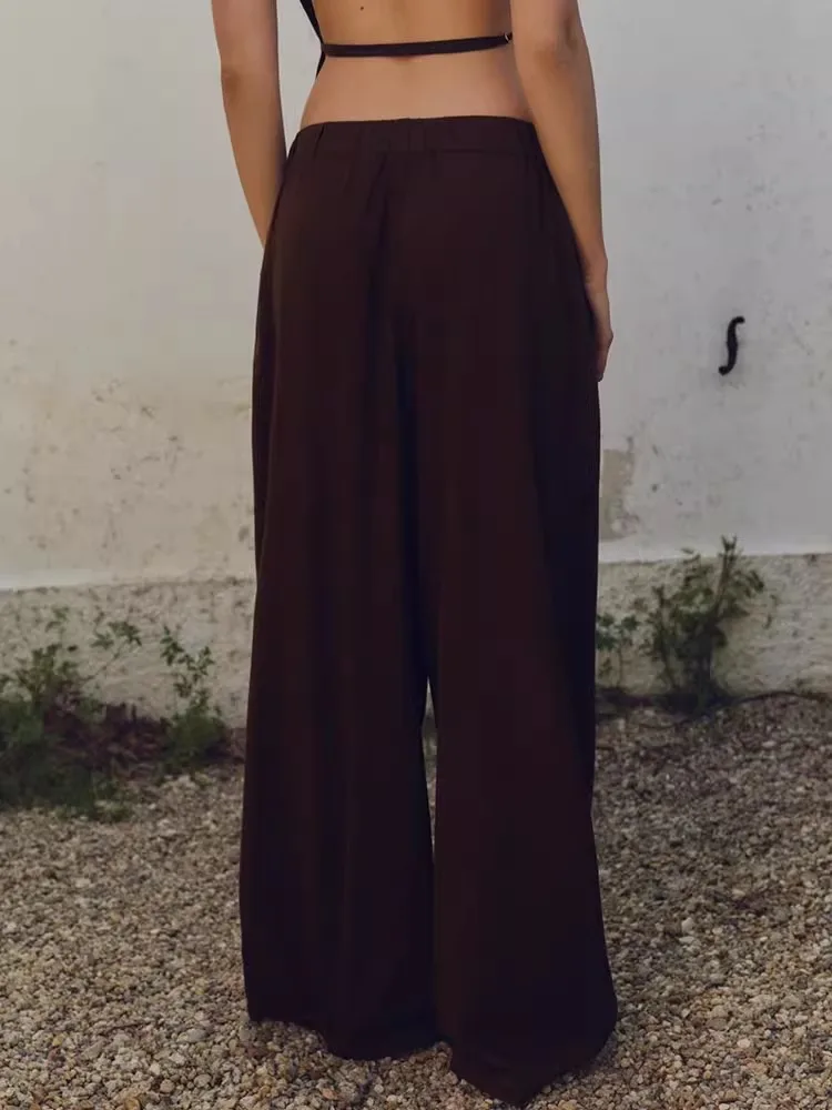 

Embroidered Bal Crop Top Casual Pants Women's Summer New Sle KISS Brand Commute Sle Slim Fit Pure Color