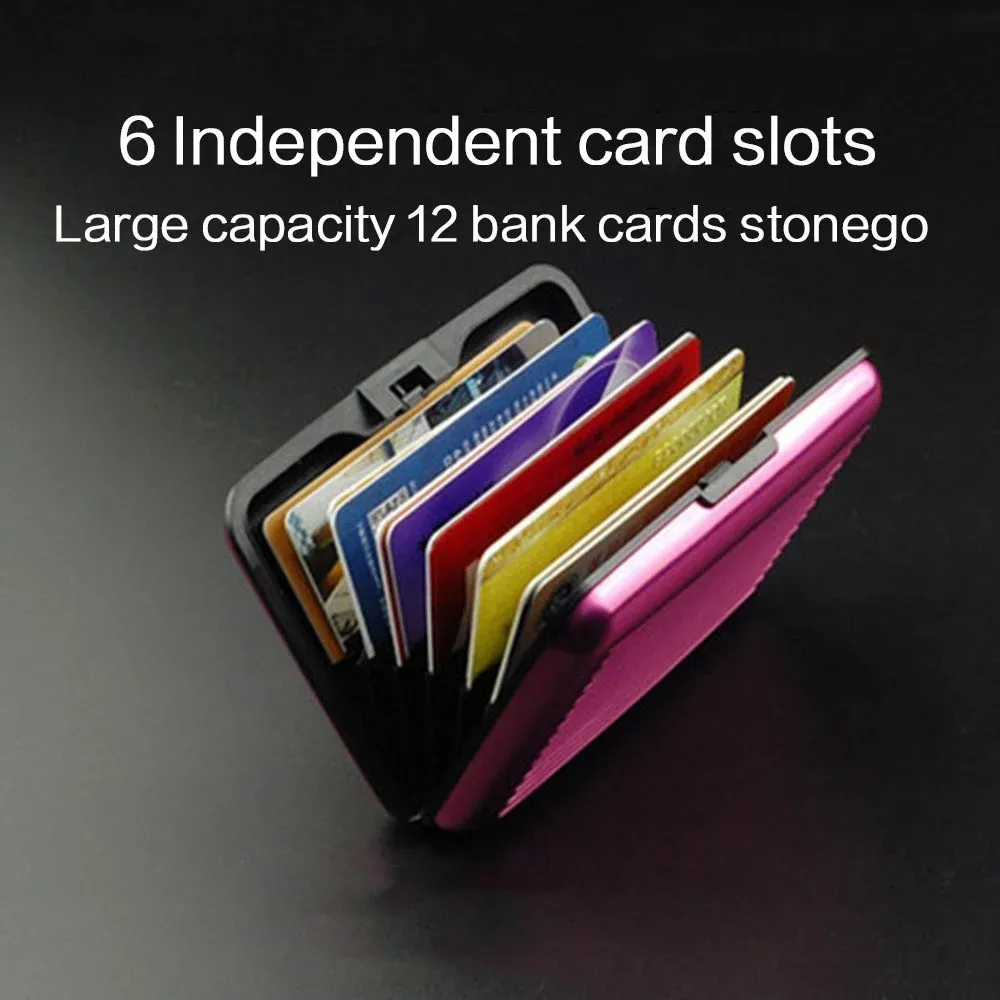 Mężczyźni aluminiowy pojemnik na kartę bankową blokowanie twarda obudowa portfel solidna karta kredytowa skanowanie anty-rfid chroń uchwyt karty