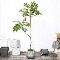 110cm Large Artificial Plants Fake Lacquer Tree Branch Plastic Varnish Leaves Tall Green Landscape For Home Garden Outdoor Decor