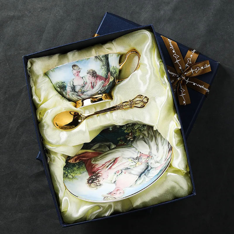 

Blue beauty European bone china coffee cup and plate set ceramic household English afternoon tea cup set