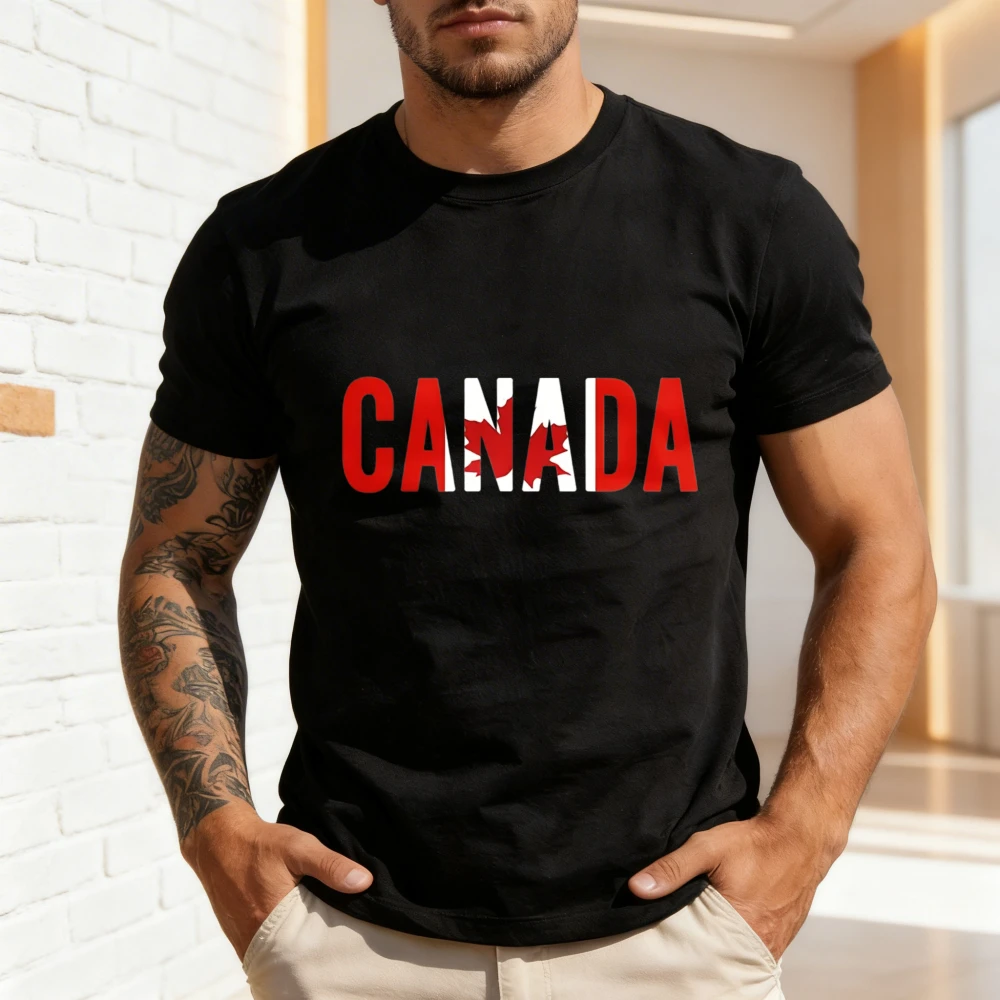 Men'S Patriotic Canada Maple Leaf Pattern T-Shirt Fashion Oversized O-neck T-shirt Men Tops Summer Trending Clothes