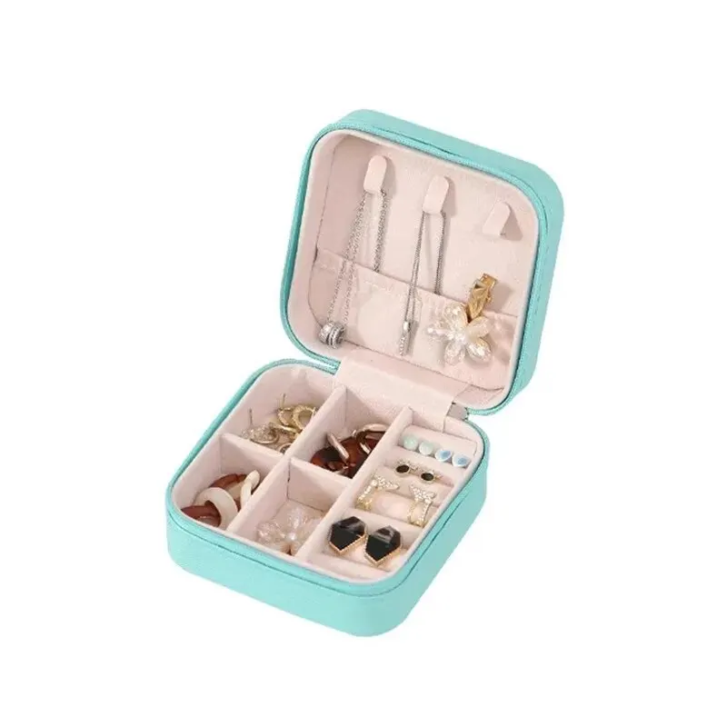 Mini Jewelry Storage Box Portable Home Travel Earrings Necklace Storage Case for Women Ring Organizer PU Leather Display Case Mi