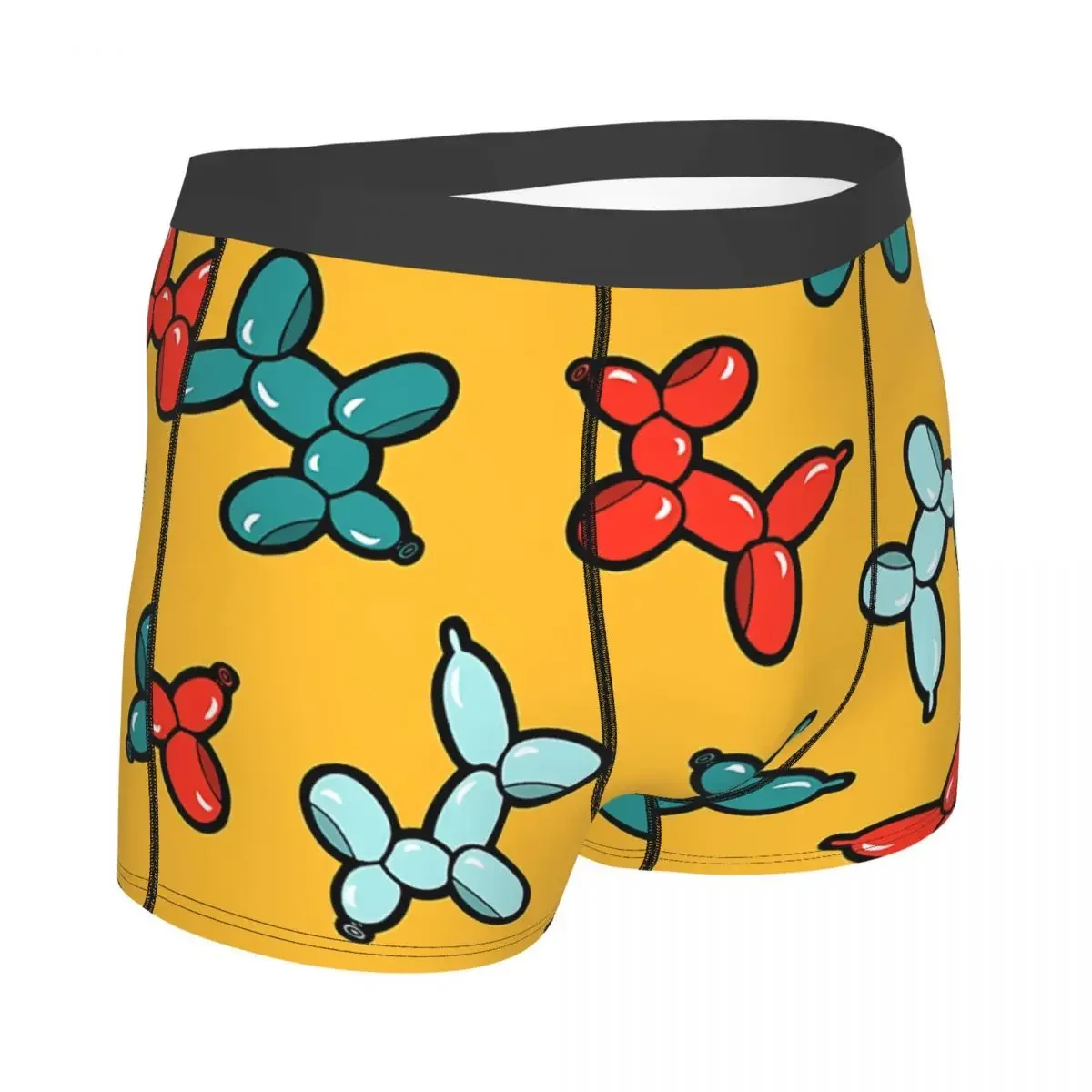 Balloon Animal Dogs Pattern In Yellow Men Boxer Briefs Underpants Highly Breathable Top Quality Birthday Gifts