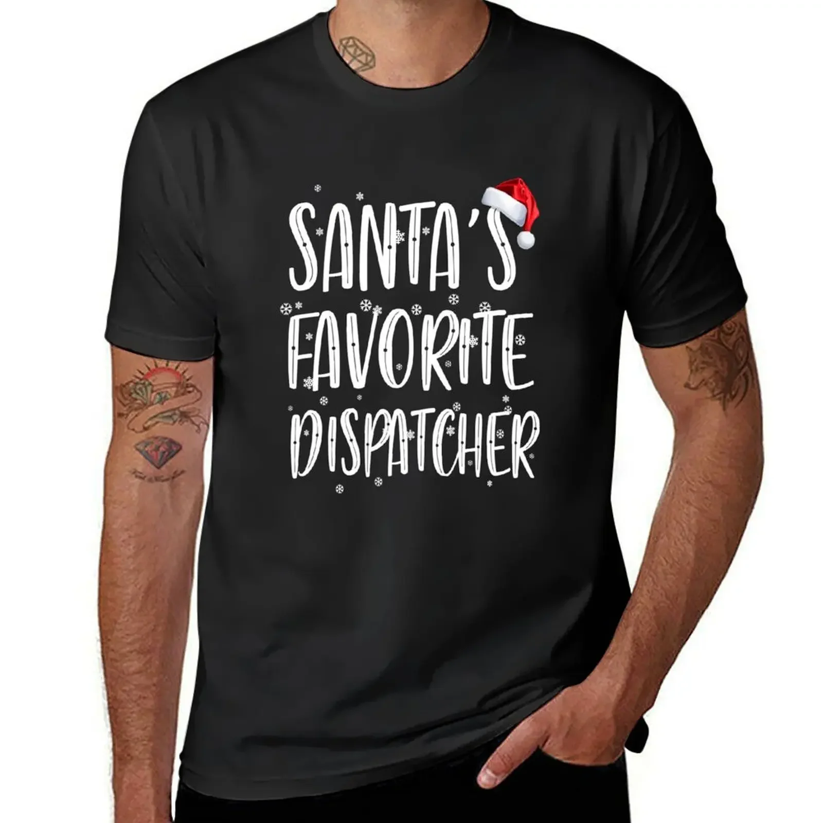 Santa's Favorite Dispatcher Perfects ChristmasGift T-Shirt summer clothes oversized Men's cotton t-shirt