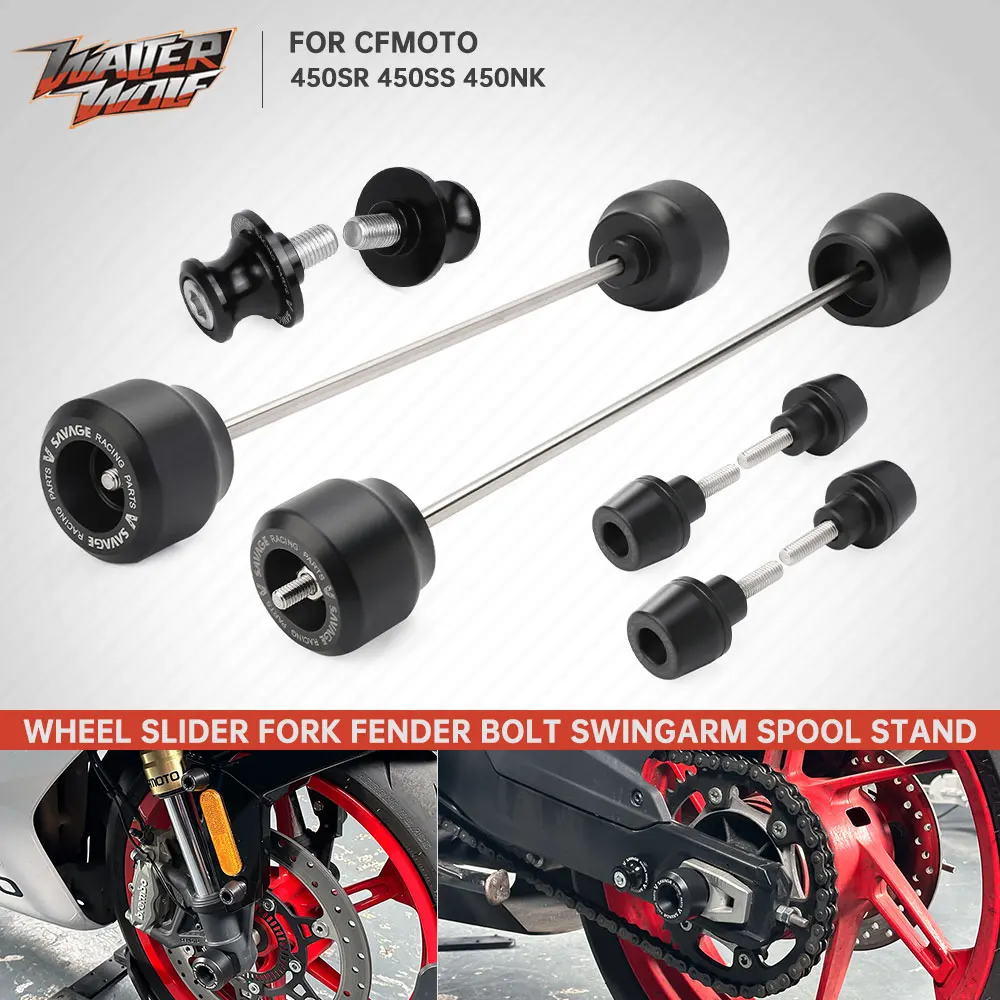 

Motorcycle Axle Fork Wheel Sliders For CFMOTO 450NK 450SR 450SS 450 NK SS SR SR450 2022-2025 Swingarm Spools Stand Crash Slider