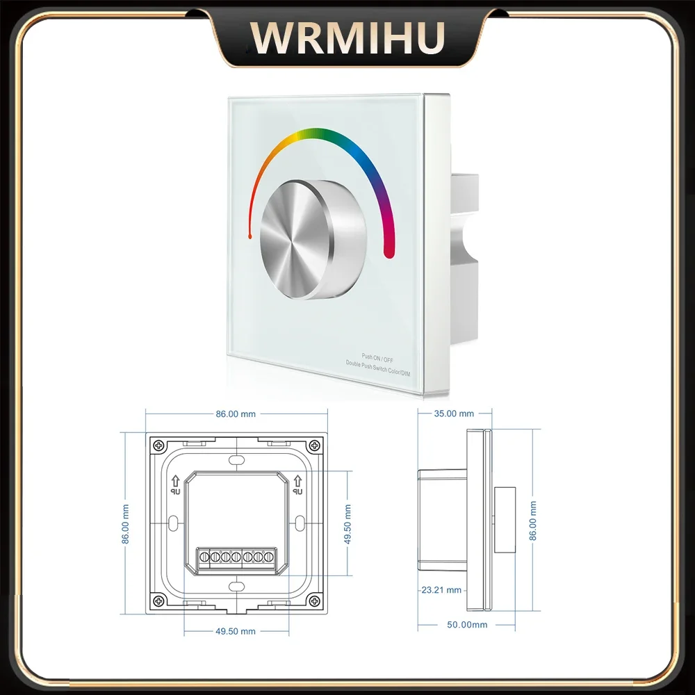 DC12-24V T3-K 4A * 3CH stałe napięcie montowany na ścianie 86 pokrętło RGB PWM Panel sterowania obrotowy kontroler przyciemniania LED zdalnego