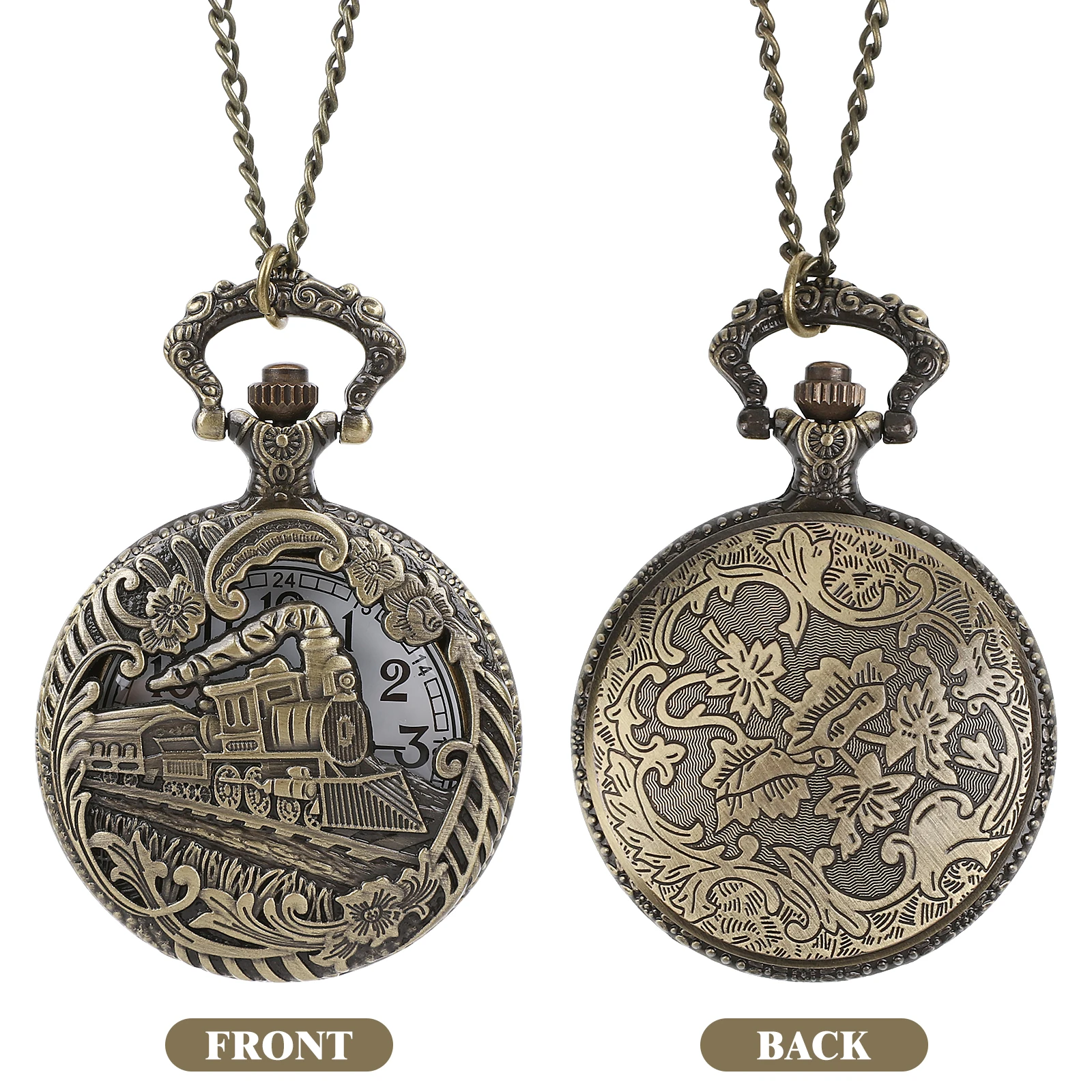 

Hollow Train Pocket Watch Vintage Quartz Movement Waist Hanging Waist Watch Necklace Accessories Durable Zinc Alloy
