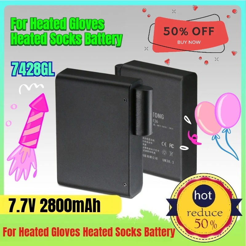 

7.7v 2800mAh Lithium Battery for Heated Gloves Heated Socks Battery with Ultra-thin Shell Rechargeable Batteries
