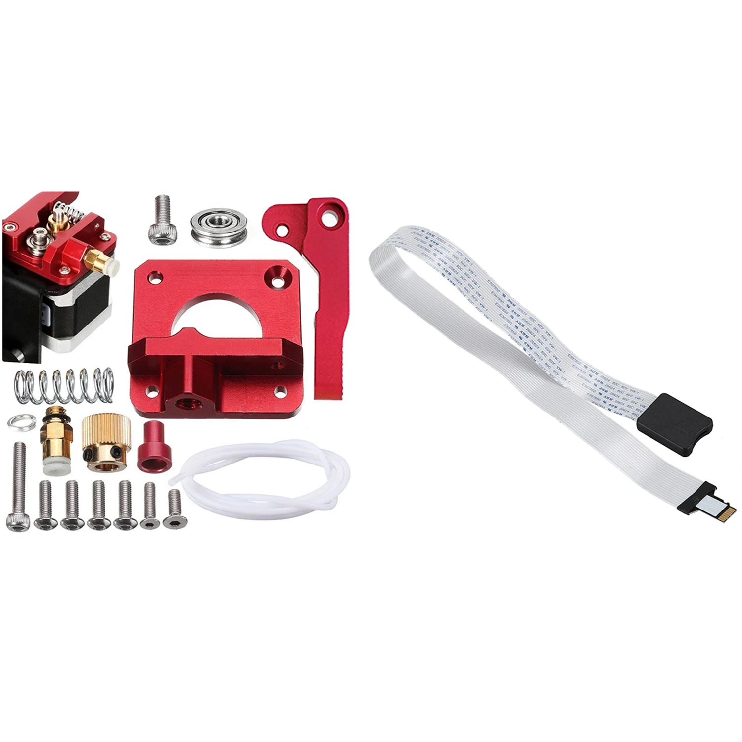 AU33-Upgraded Mk8aluminum Drive Feed Replacement 3D Printer Extruders Kit With Extension Cable Adapter Flexible Extender