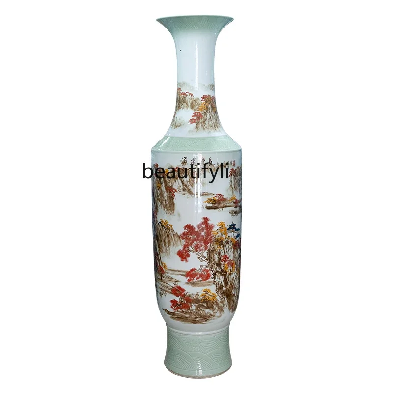 

Ceramic Pastel Landscape Floor Vase Chinese Living Room and Hotel Company Hall Decoration Ornaments
