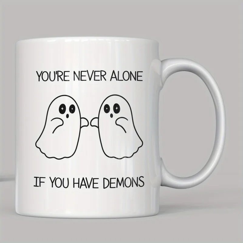 كوب قهوة سيراميك للهالالوين ، مشروبات ومشروبات ، 2 أشباح لطيفة ، لا تكون وحيدًا أبدًا ، هدايا مثالية لعيد الميلاد لصديق والعائلة والأخت