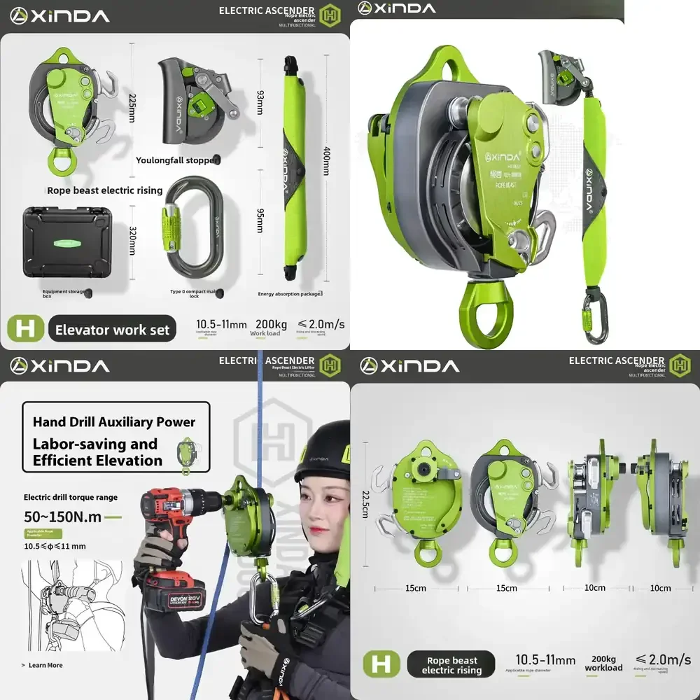 Kit d'ascenseur électrique Xinda, équipement de travail en hauteur, abaisseur lent, abaisseur rapide, machine d'escalade sur corde, protection contre les chutes